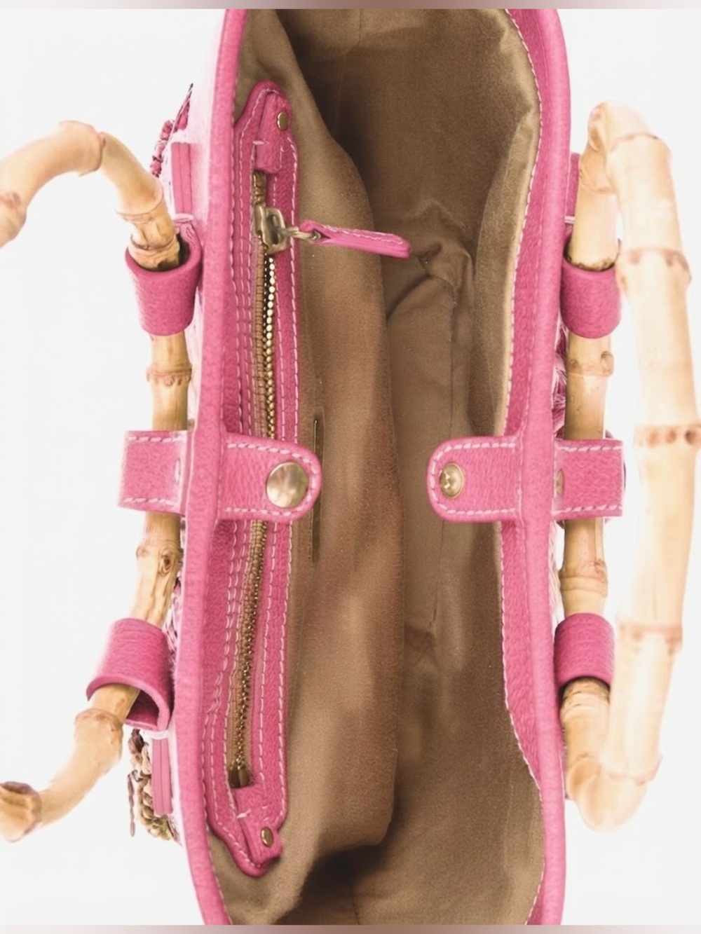 Archival Miu Miu Begonia Basket Bag: Pink Leather + Natural Bamboo & Rattan Tote - Picture 3 of 5